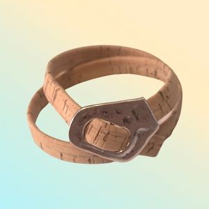 Cork Double Wrap Bracelet with Metal Buckle